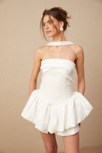 Flowering Girl Women Olivia White Halterneck Ruffled Mini Dress