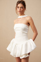 Flowering Girl Women Olivia White Halterneck Ruffled Mini Dress