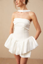 Flowering Girl Women Olivia White Halterneck Ruffled Mini Dress