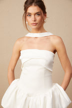Flowering Girl Women Olivia White Halterneck Ruffled Mini Dress