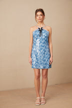 Flowering Girl Women Victoire blue halterneck sequined mini dress