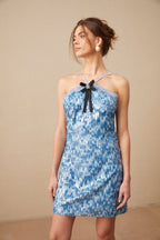 Flowering Girl Women Victoire blue halterneck sequined mini dress