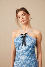 Flowering Girl Women Victoire blue halterneck sequined mini dress