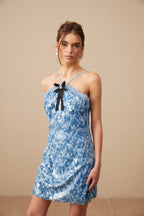 Flowering Girl Women Victoire blue halterneck sequined mini dress