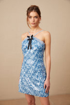Flowering Girl Women Victoire blue halterneck sequined mini dress
