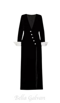 Flowering Girl Women CROWN BLACK LONG SLEEVE V-NECK MAXI DRESS