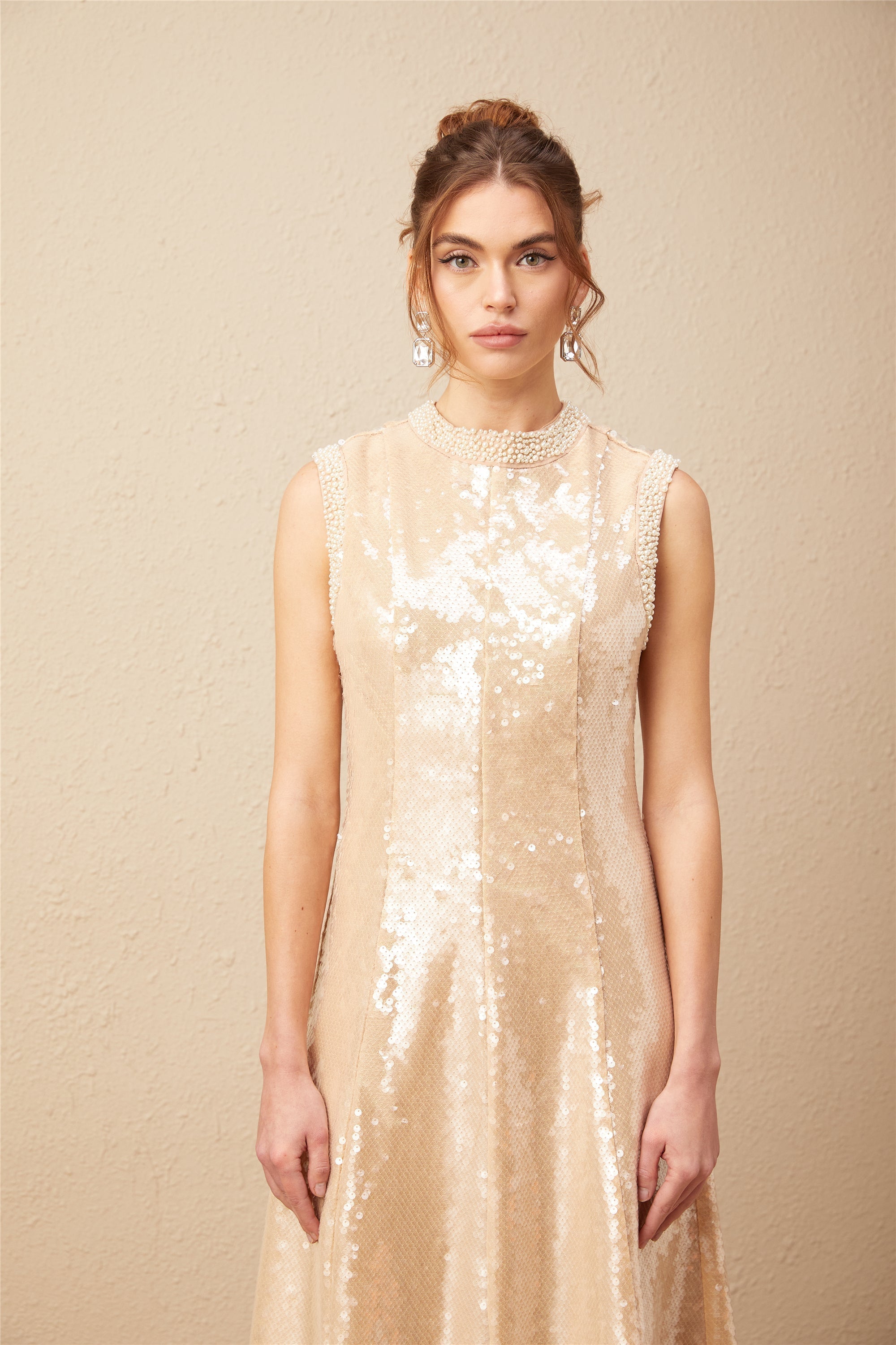 Flowering Girl Women Ornella Faux-Pearl Sequined Midi Dress