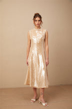 Flowering Girl Women Ornella Faux-Pearl Sequined Midi Dress