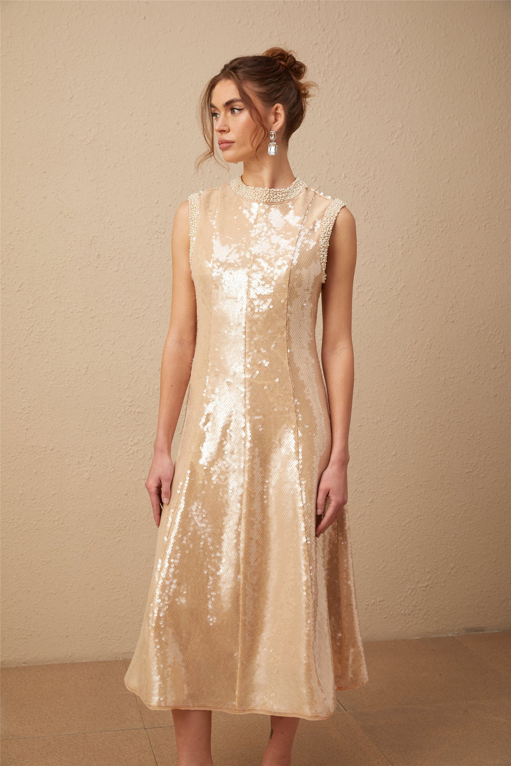 Flowering Girl Women Ornella Faux-Pearl Sequined Midi Dress