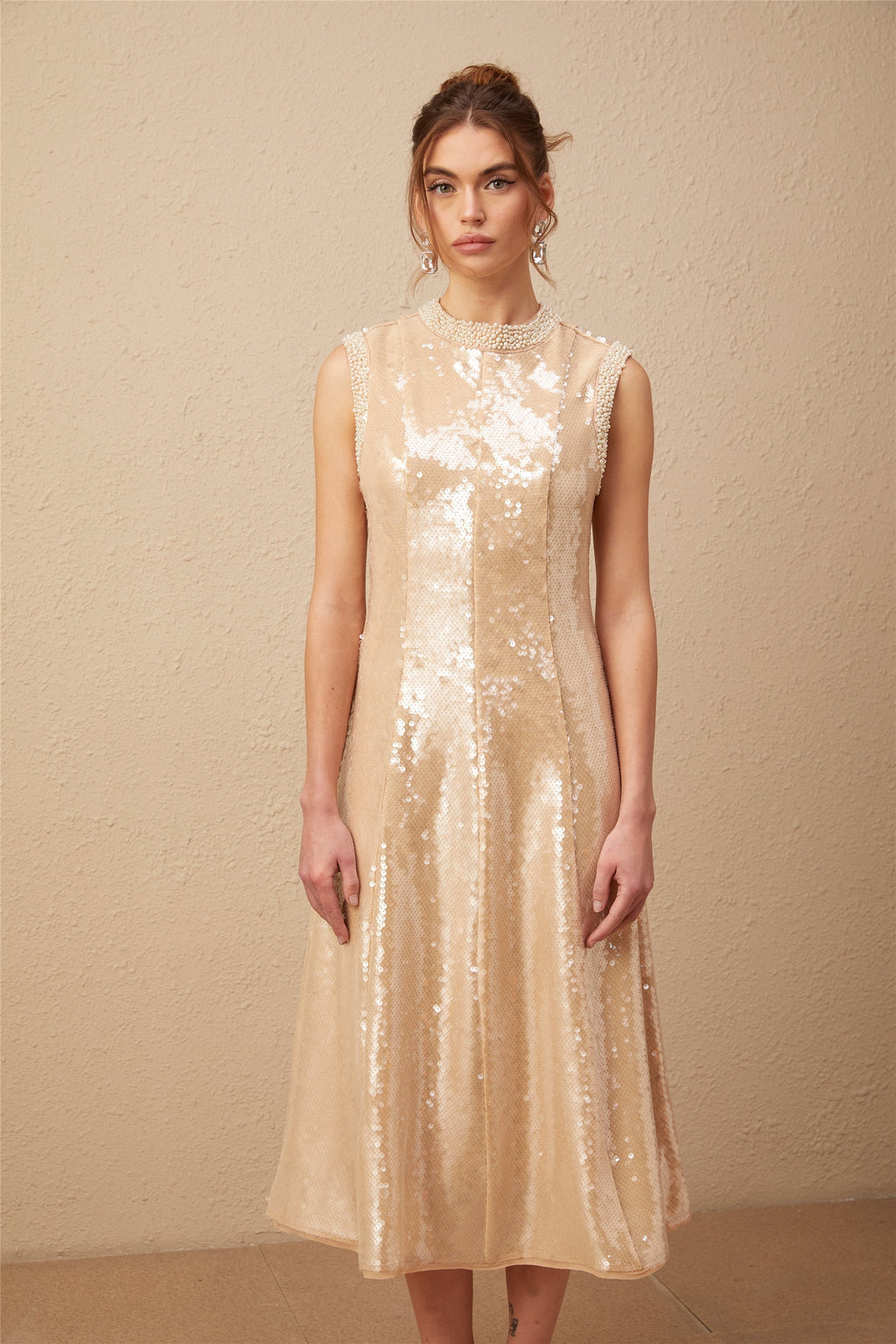 Flowering Girl Women Ornella Faux-Pearl Sequined Midi Dress