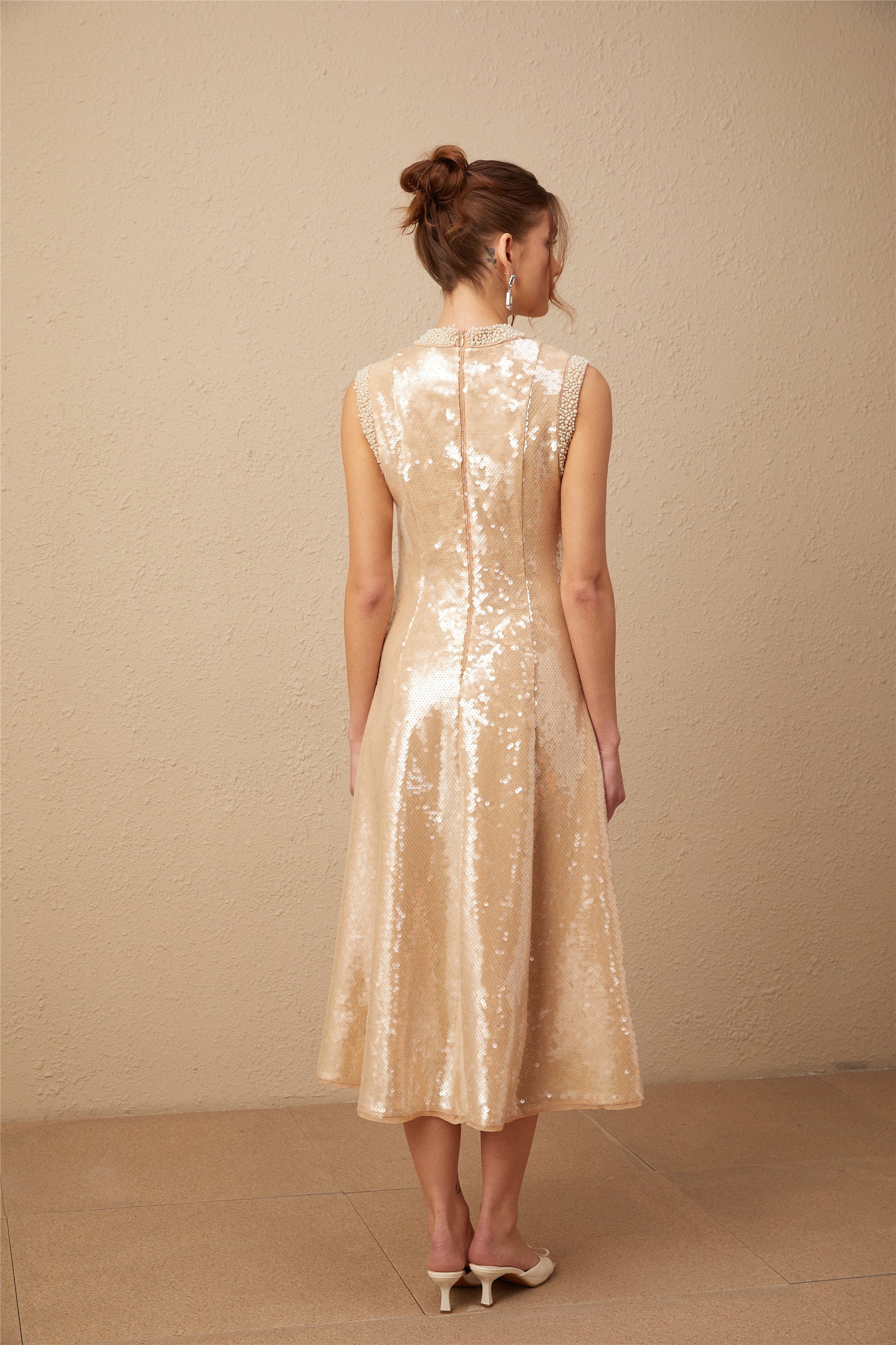 Flowering Girl Women Ornella Faux-Pearl Sequined Midi Dress