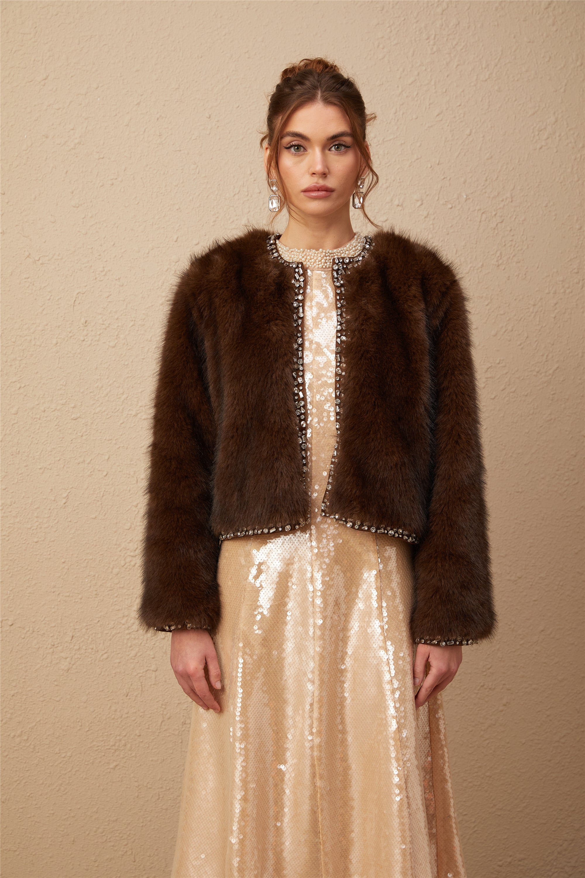 Flowering Girl Women Solène Ombré-Effect Crystal Faux-Fur Coat