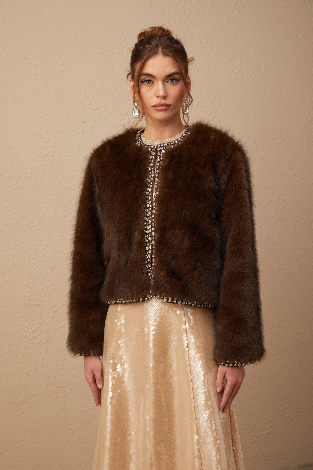 Flowering Girl Women Solène Ombré-Effect Crystal Faux-Fur Coat