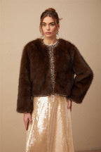 Flowering Girl Women Solène Ombré-Effect Crystal Faux-Fur Coat