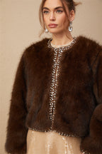 Flowering Girl Women Solène Ombré-Effect Crystal Faux-Fur Coat