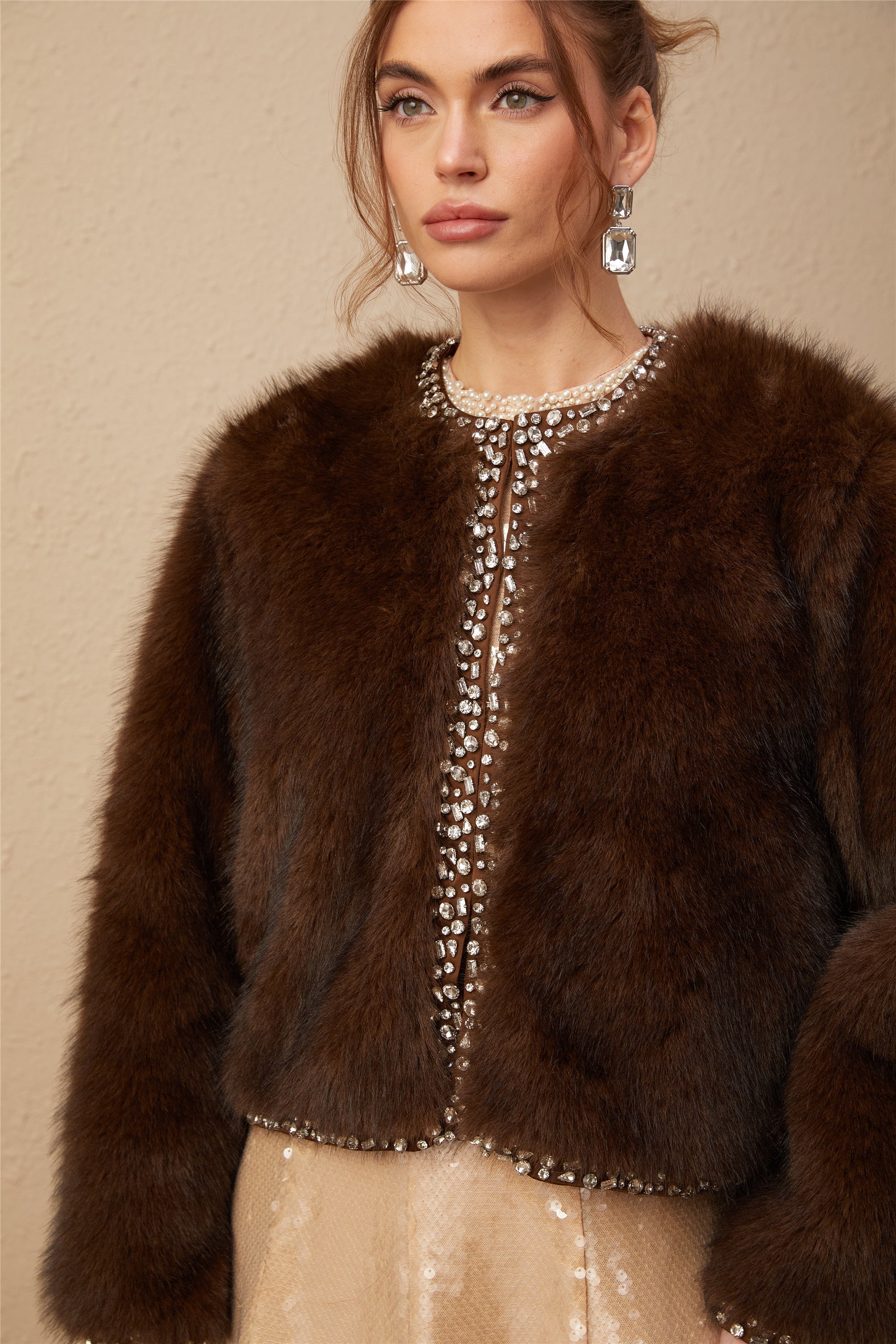 Flowering Girl Women Solène Ombré-Effect Crystal Faux-Fur Coat