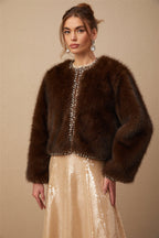 Flowering Girl Women Solène Ombré-Effect Crystal Faux-Fur Coat