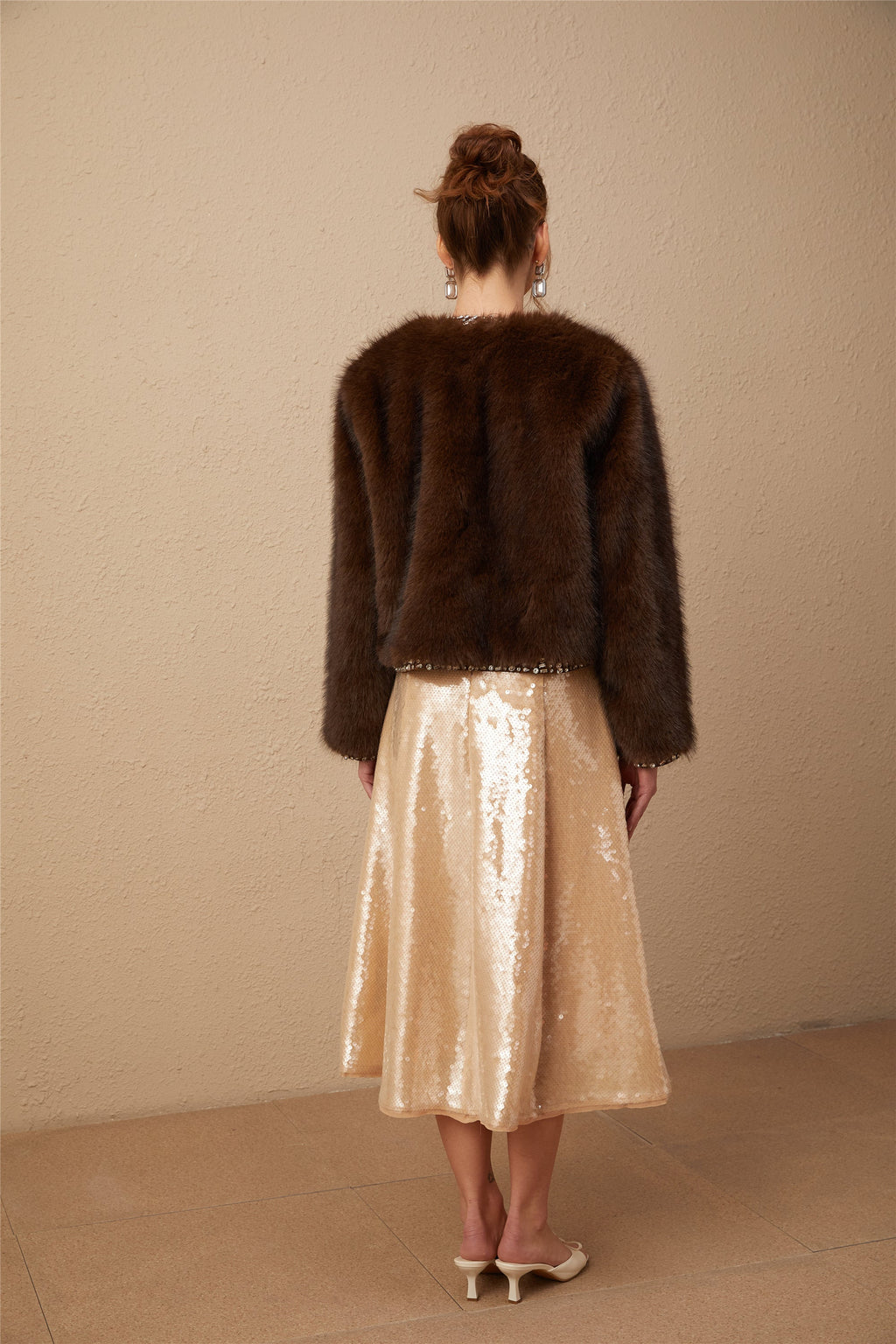 Flowering Girl Women Solène Ombré-Effect Crystal Faux-Fur Coat