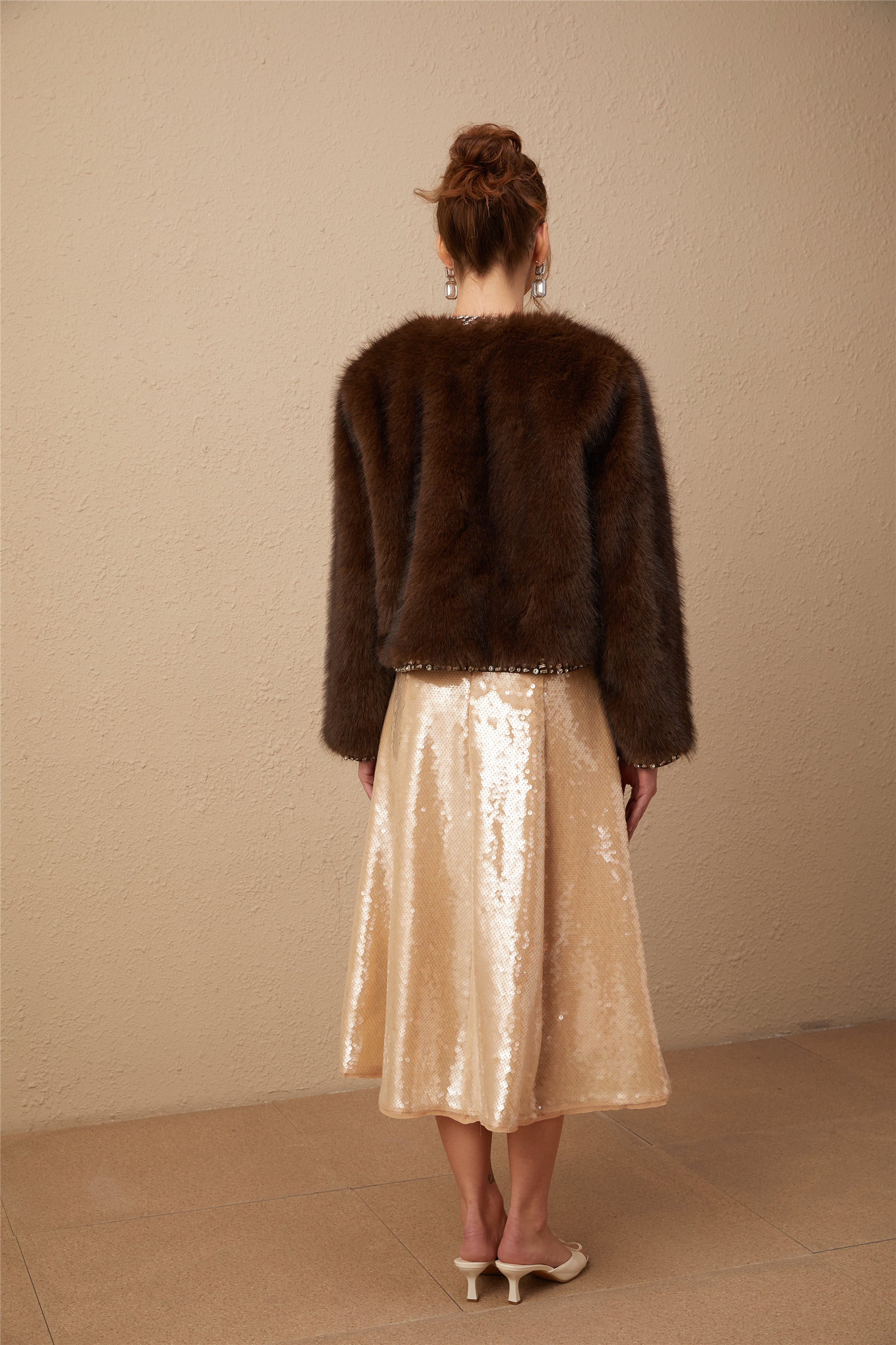 Flowering Girl Women Solène Ombré-Effect Crystal Faux-Fur Coat