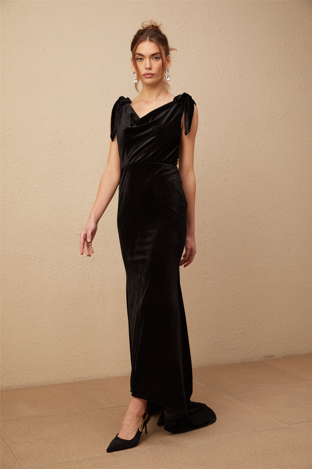 Flowering Girl Women Audrey Embellished Velvet Open-Back Maxi Dress