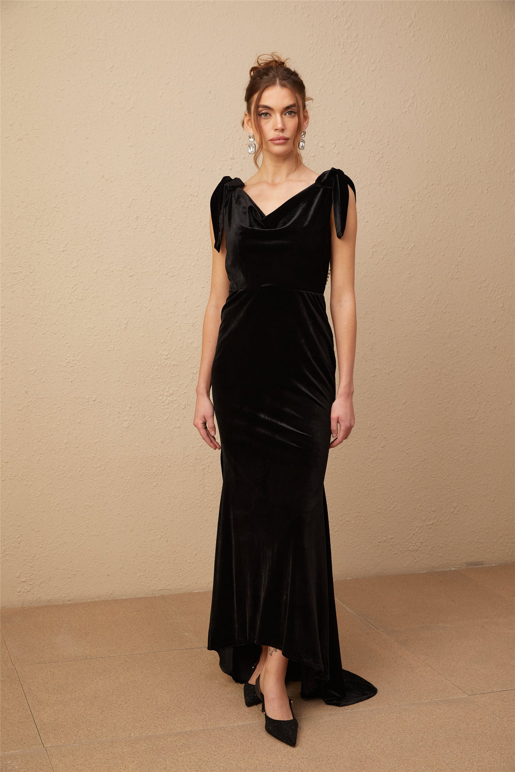 Flowering Girl Women Audrey Embellished Velvet Open-Back Maxi Dress