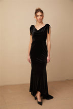 Flowering Girl Women Audrey Embellished Velvet Open-Back Maxi Dress
