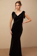 Flowering Girl Women Audrey Embellished Velvet Open-Back Maxi Dress