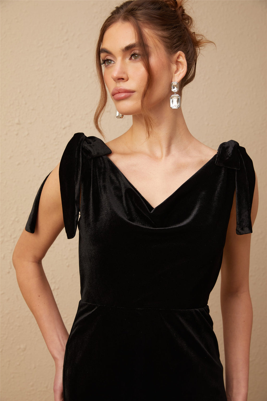 Flowering Girl Women Audrey Embellished Velvet Open-Back Maxi Dress