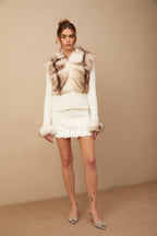 Flowering Girl Women Laetiecia Faux-Fur Ribbed-Knit Jacket