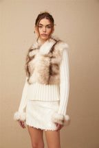 Flowering Girl Women Laetiecia Faux-Fur Ribbed-Knit Jacket