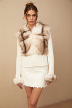 Flowering Girl Women Laetiecia Faux-Fur Ribbed-Knit Jacket