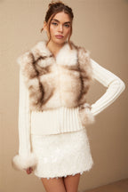 Flowering Girl Women Laetiecia Faux-Fur Ribbed-Knit Jacket