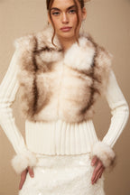 Flowering Girl Women Laetiecia Faux-Fur Ribbed-Knit Jacket