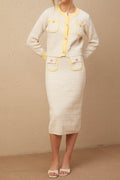 Flowering Girl Women Jessie white textured knit cardigan & skirt matching set