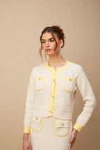 Flowering Girl Women Jessie white textured knit cardigan & skirt matching set