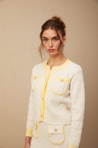 Flowering Girl Women Jessie white textured knit cardigan & skirt matching set