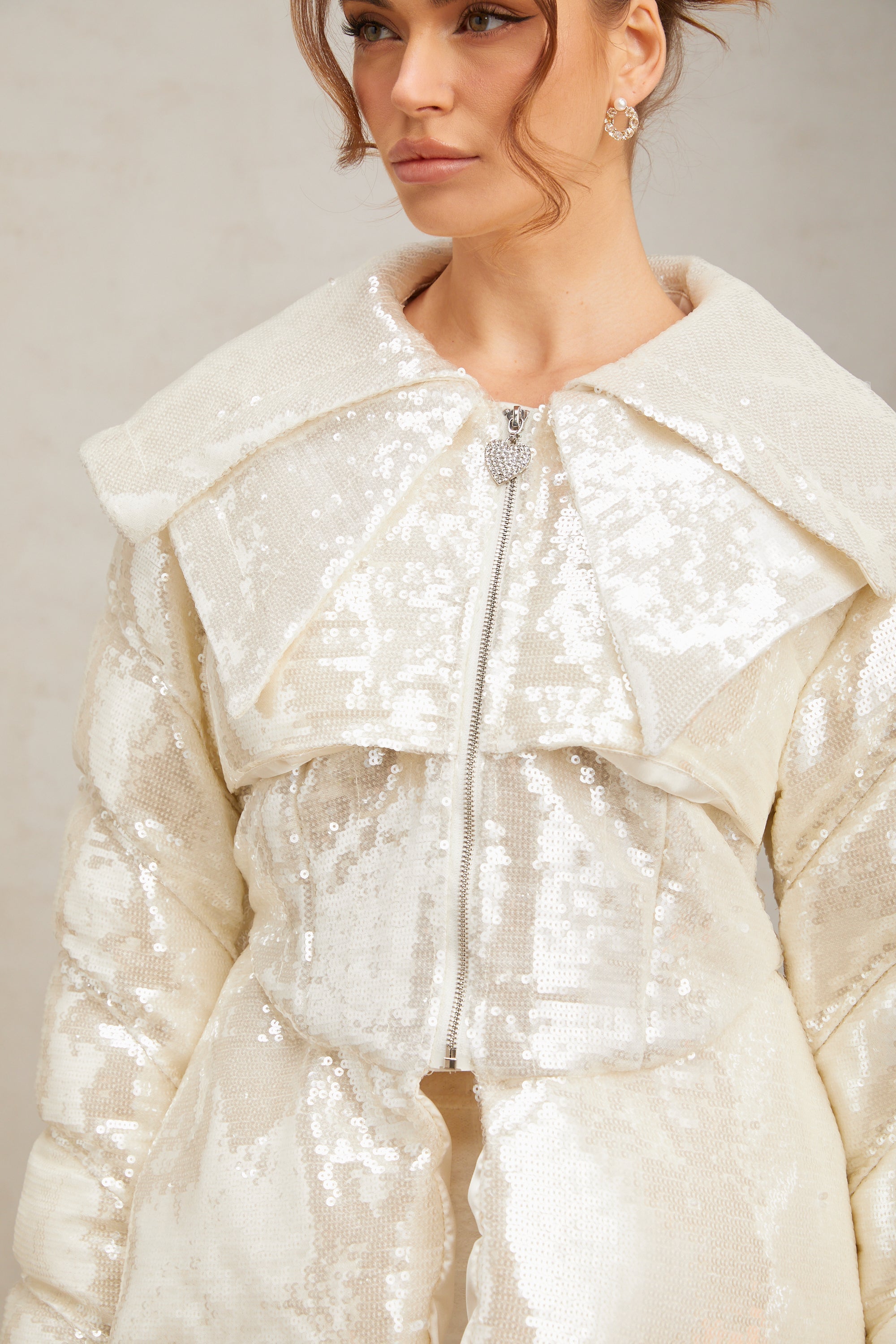 Flowering Girl Women Joslyn white sequined down coat