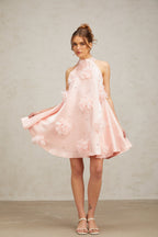 Flowering Girl Women Quella pink flower sleeveless A-line mini dress