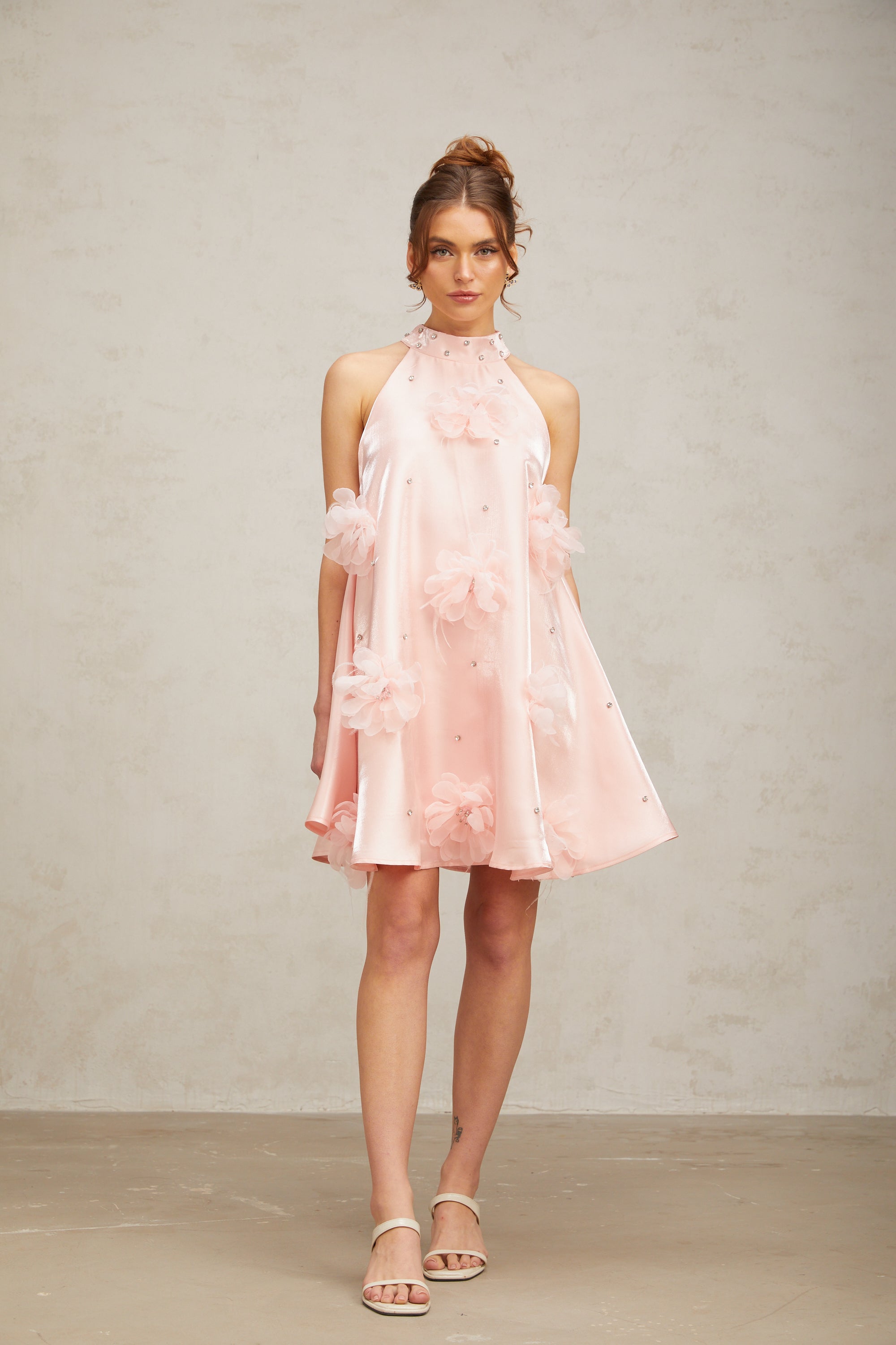 Flowering Girl Women Quella pink flower sleeveless A-line mini dress