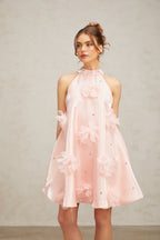 Flowering Girl Women Quella pink flower sleeveless A-line mini dress
