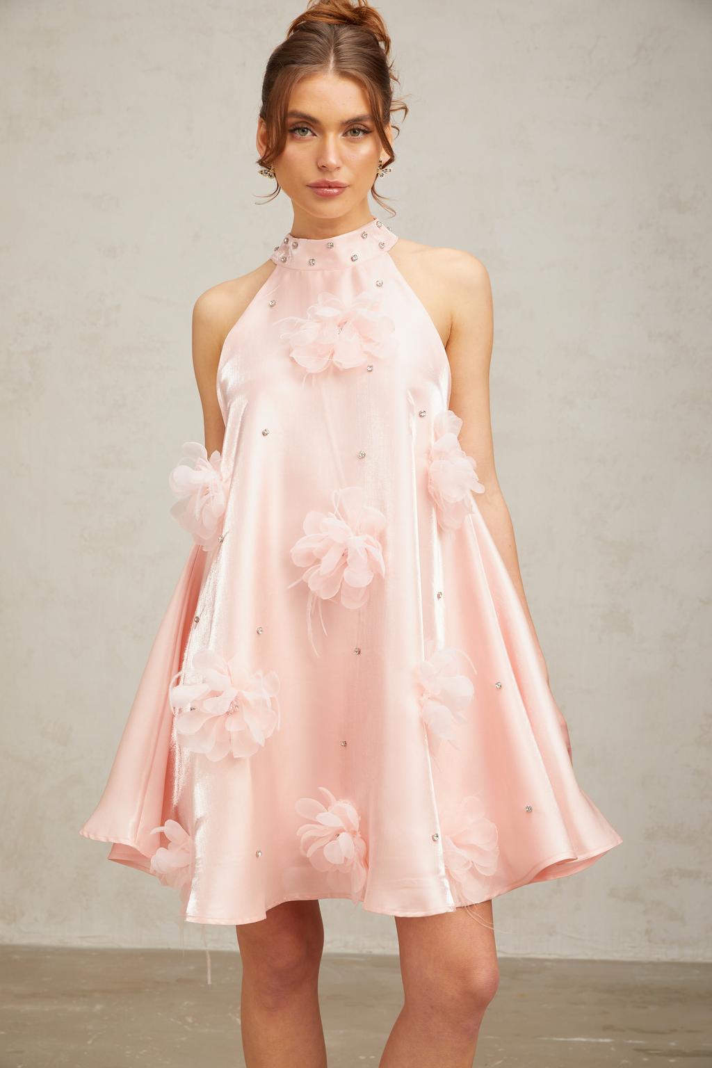 Flowering Girl Women Quella pink flower sleeveless A-line mini dress