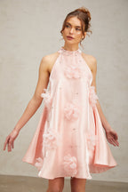 Flowering Girl Women Quella pink flower sleeveless A-line mini dress