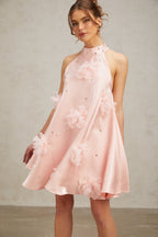 Flowering Girl Women Quella pink flower sleeveless A-line mini dress
