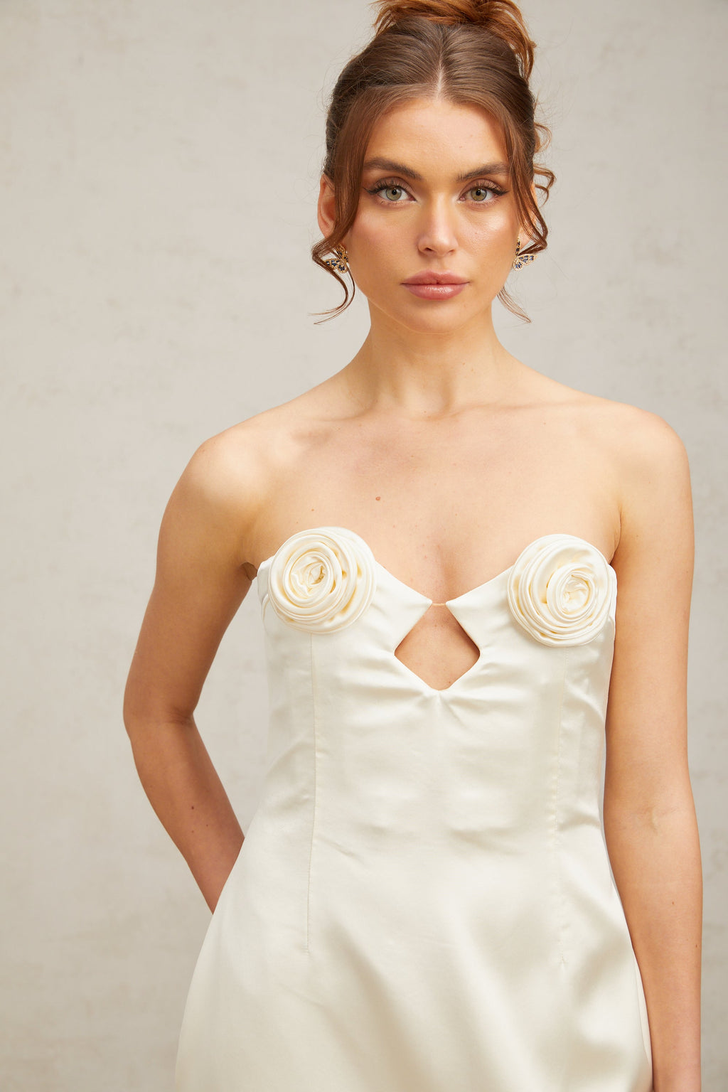 Flowering Girl Women Émilie light-yellow floral-appliqué mini dress