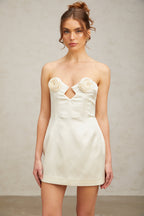 Flowering Girl Women Émilie light-yellow floral-appliqué mini dress