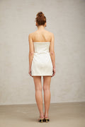 Flowering Girl Women Émilie light-yellow floral-appliqué mini dress