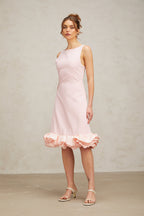 Flowering Girl Women Charlène pink ruffled sleeveless midi dress