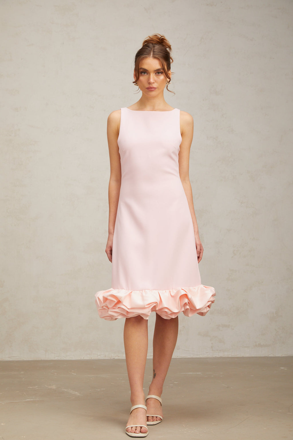 Flowering Girl Women Charlène pink ruffled sleeveless midi dress