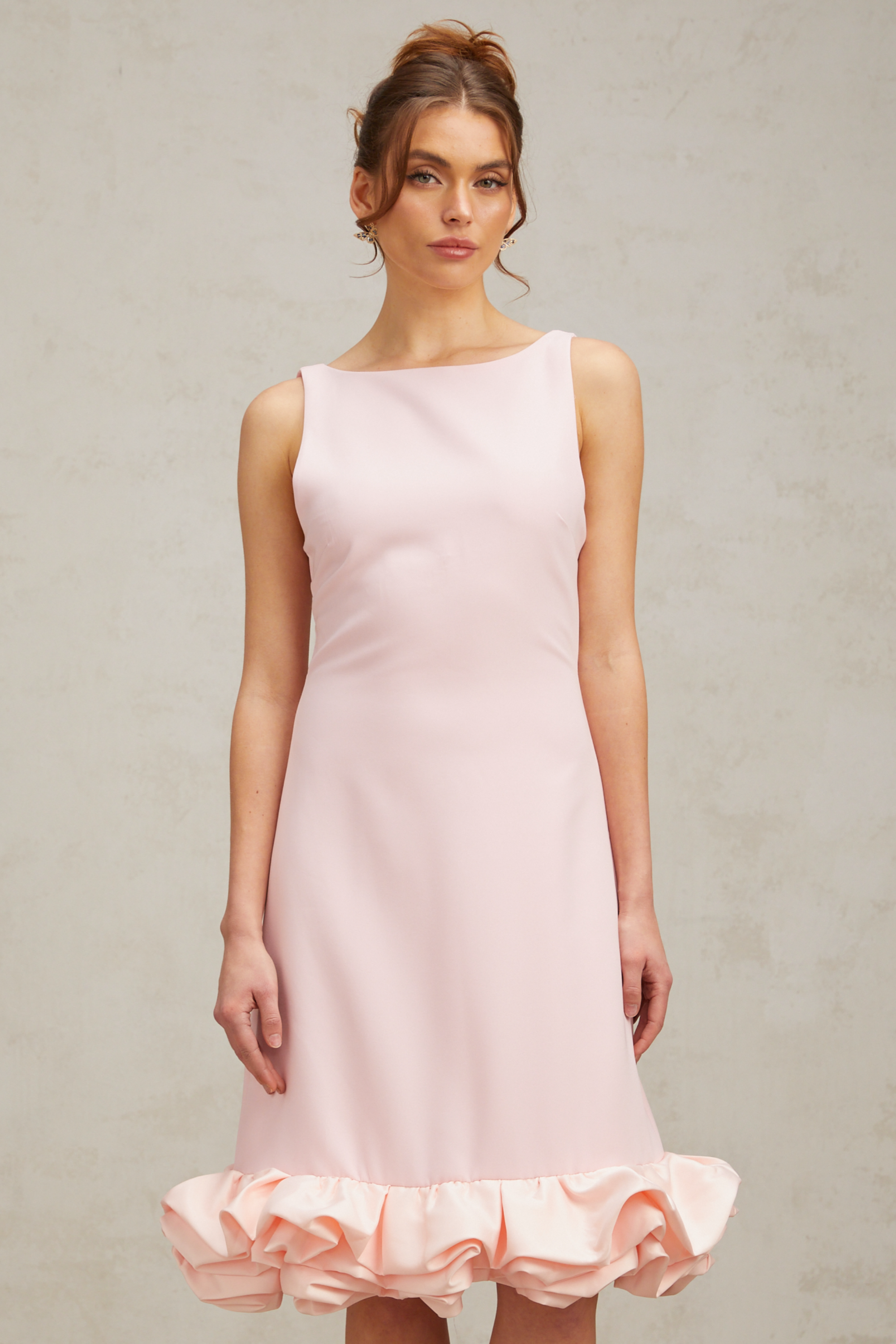 Flowering Girl Women Charlène pink ruffled sleeveless midi dress