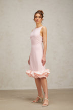 Flowering Girl Women Charlène pink ruffled sleeveless midi dress